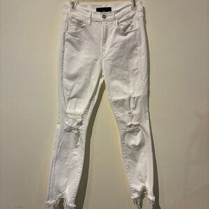 3x1 White Distressed Denim Straight-Leg Jeans - Women's 26